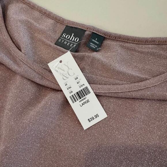 SOHO Street NWT New York & Company Crop Top Women's Large Pink Glittery/Shimmery - Picture 5 of 7